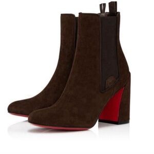 CHRISTIAN LOUBOUTIN Brown Turelastic Suede Red Sole Ankle Booties 40.5